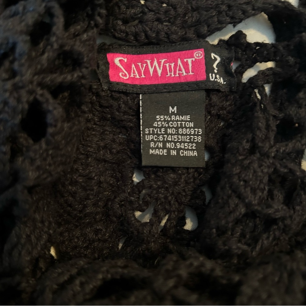 Say What? Vintage Black Crochet Cardigan Size M - Picture 5 of 5